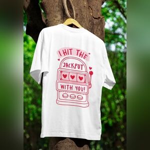 Jackpot Red And White Valentines Tee Shirt